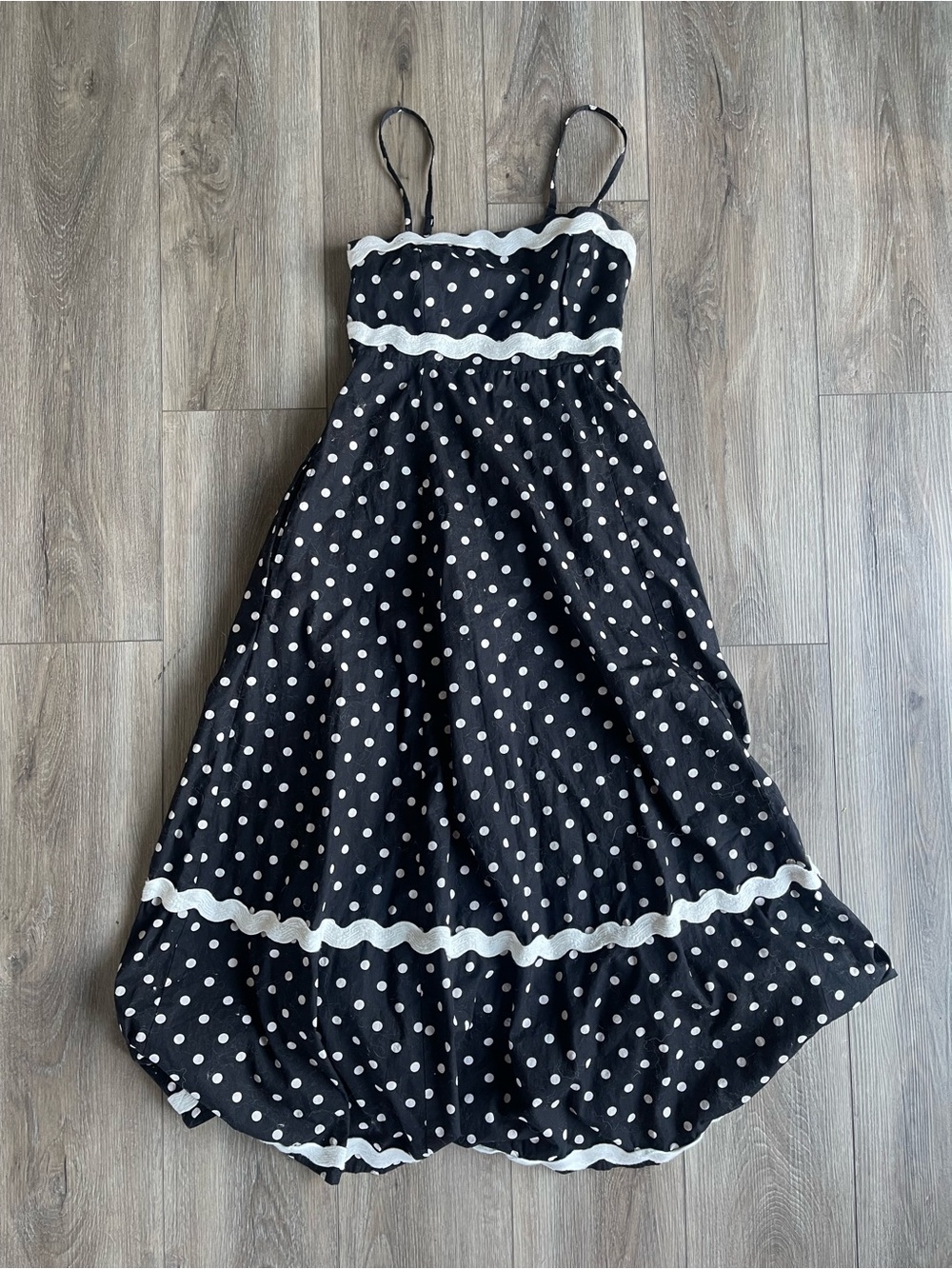 Black and White Polka Dot Spaghetti Strap Summer Maxi Dress